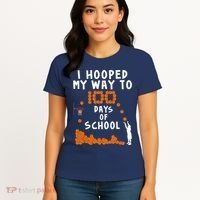 I Hooped My Way 100 Days Of School Basketball Women's T-Shirt thumb 4