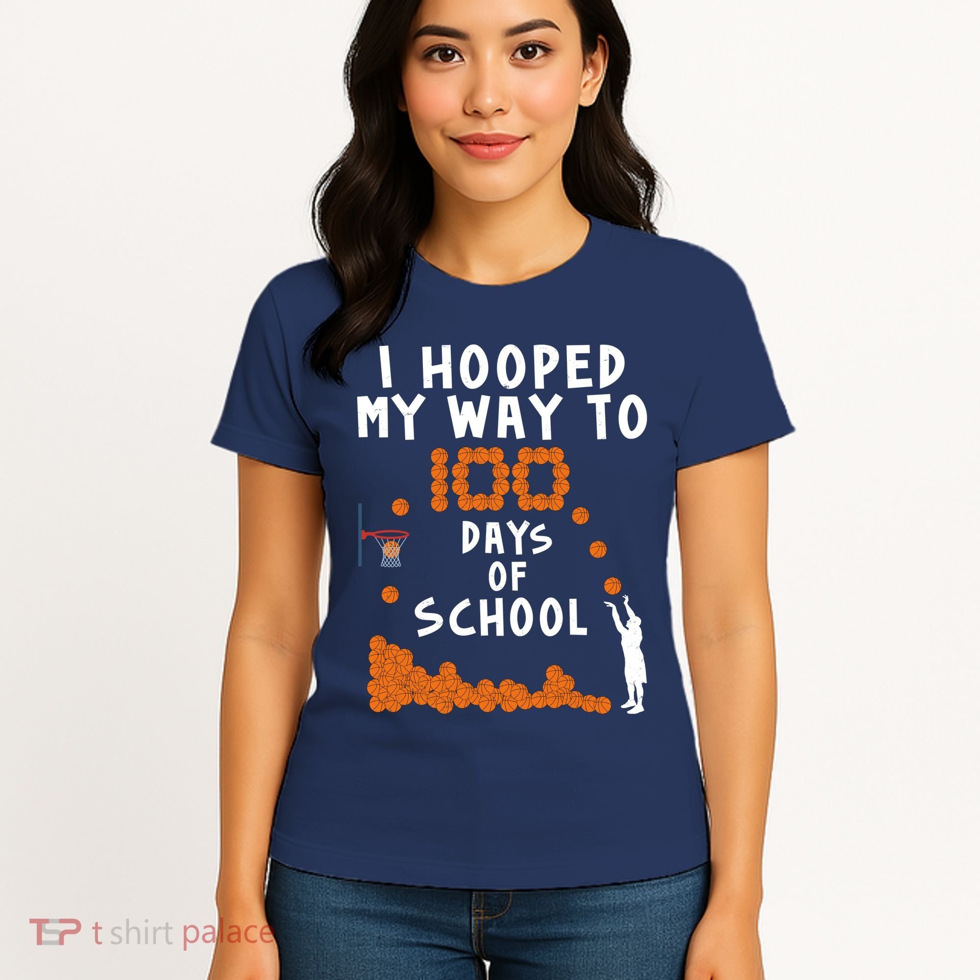 I Hooped My Way 100 Days Of School Basketball Women's T-Shirt