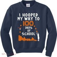 I Hooped My Way 100 Days Of School Basketball Kids Sweatshirt thumb 0