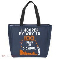 I Hooped My Way 100 Days Of School Basketball Tote Bag thumb 0