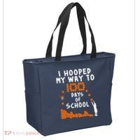 I Hooped My Way 100 Days Of School Basketball Tote Bag thumb 2