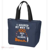 I Hooped My Way 100 Days Of School Basketball Tote Bag thumb 3