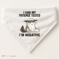 I Had My Patience Tested I'm Negative Cat Funny Sarcasm USA-Made Doggie Bandana thumb 0