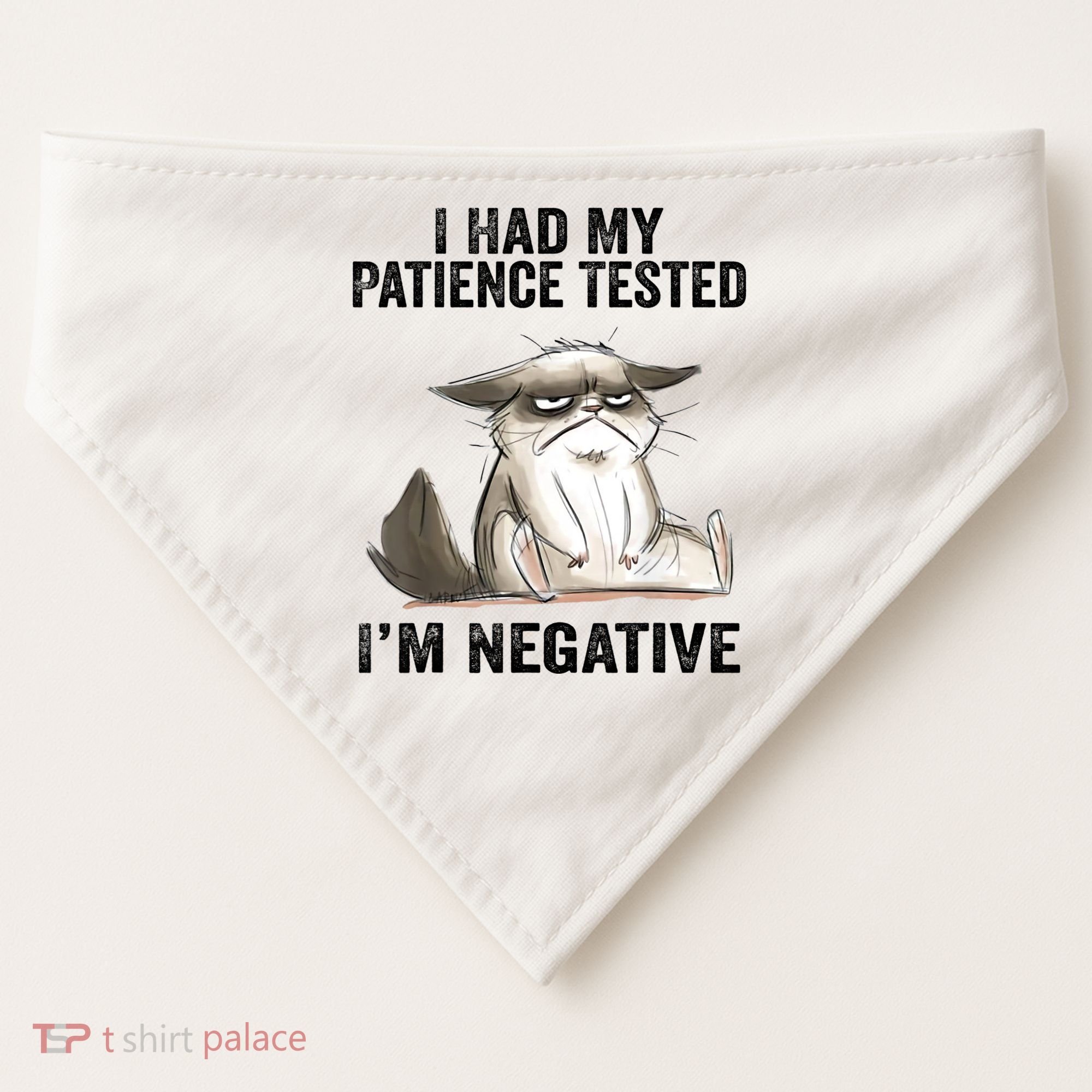 I Had My Patience Tested I'm Negative Cat Funny Sarcasm USA-Made Doggie Bandana