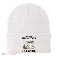 I Had My Patience Tested I'm Negative Cat Funny Sarcasm Beanie thumb 0
