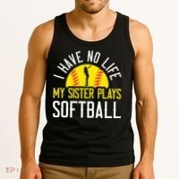 I Have No Life My Sister Plays Softball Tank Top thumb 3