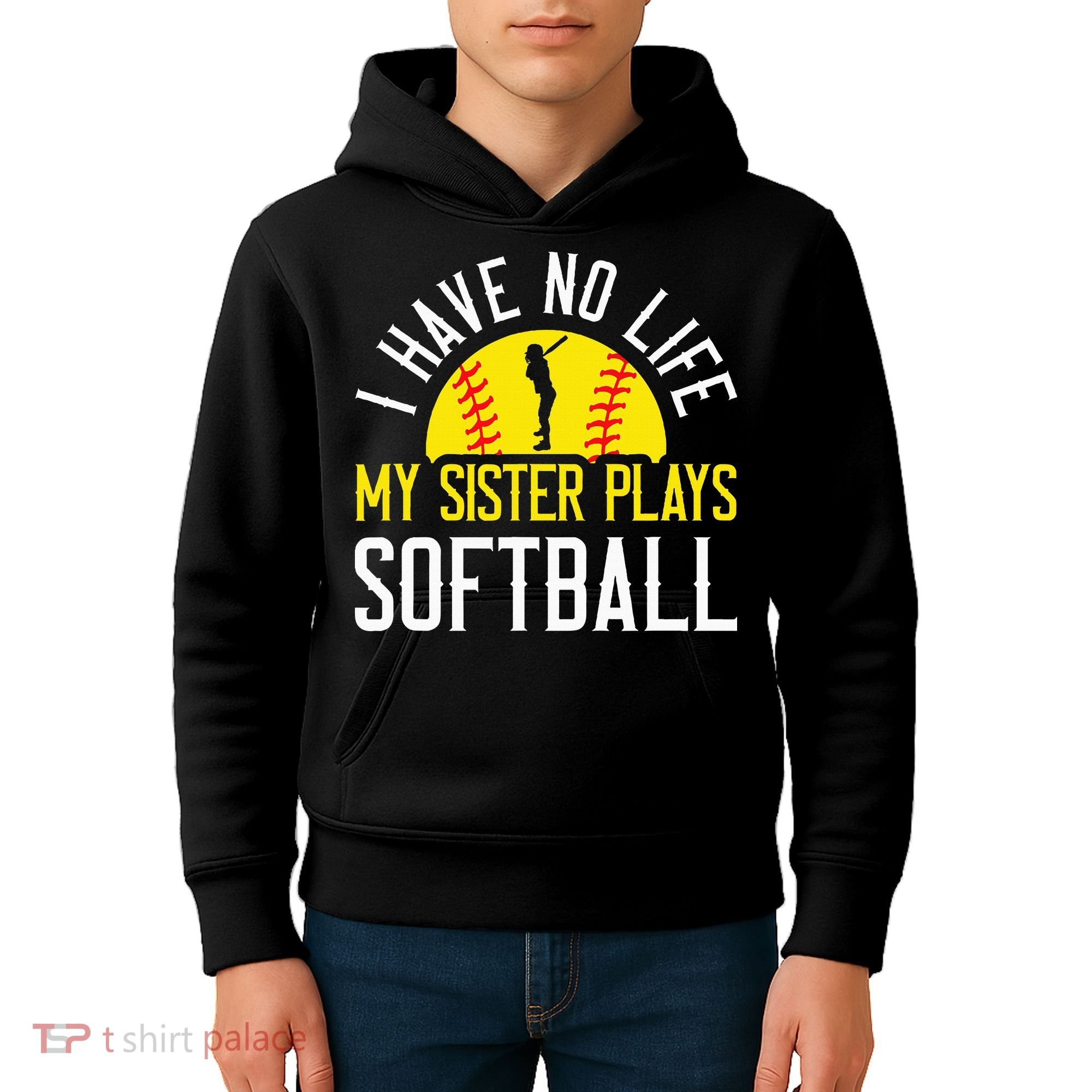 I Have No Life My Sister Plays Softball Kids Hoodie