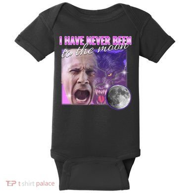 I Have Never Been To The Moon Dank Meme Cursed Funny Cringe Baby Bodysuit