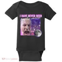 I Have Never Been To The Moon Dank Meme Cursed Funny Cringe Baby Bodysuit thumb 0