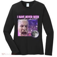 I Have Never Been To The Moon Dank Meme Cursed Funny Cringe Women's Long Sleeve Shirt thumb 0