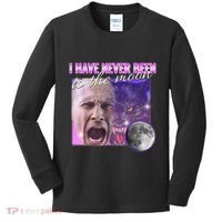 I Have Never Been To The Moon Dank Meme Cursed Funny Cringe Kids Long Sleeve Shirt thumb 0