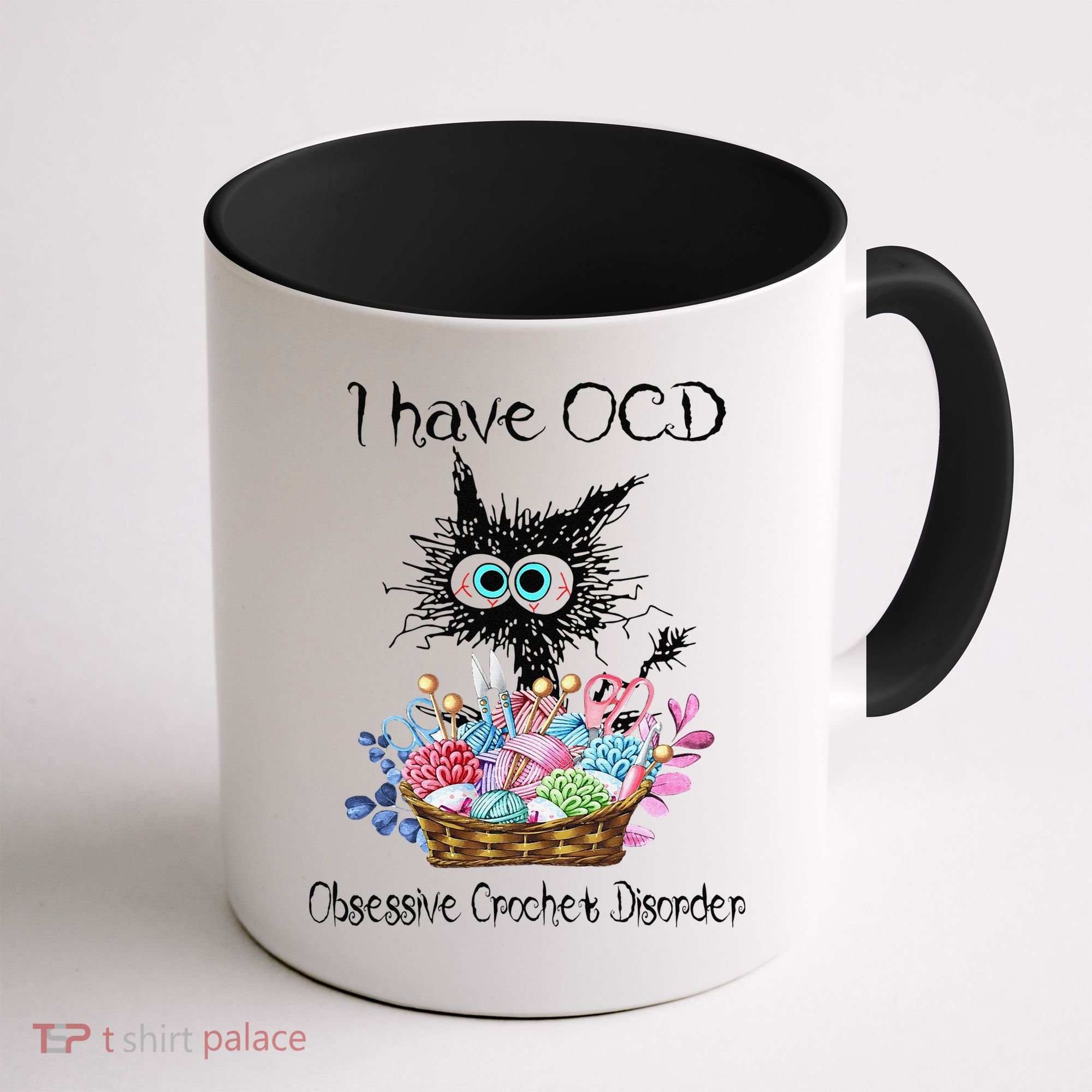 I Have OCD Obsessive Crochet Disorder Funny Cat Coffee Mug