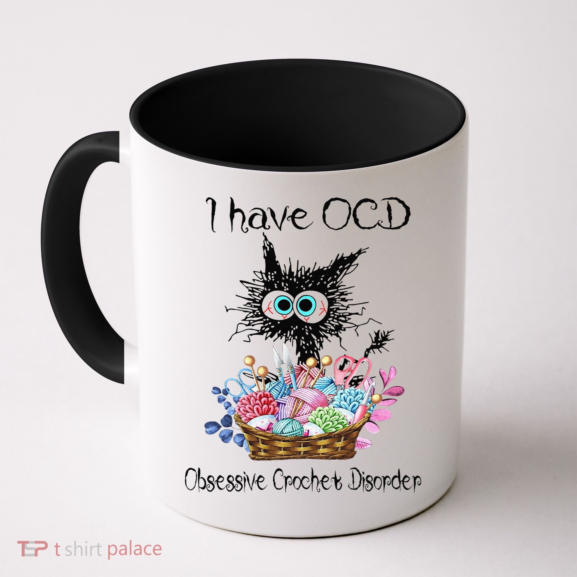 I Have OCD Obsessive Crochet Disorder Funny Cat Coffee Mug