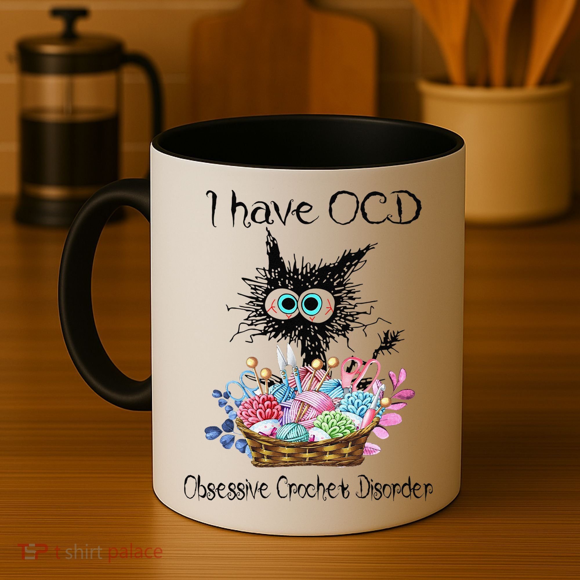 I Have OCD Obsessive Crochet Disorder Funny Cat Coffee Mug