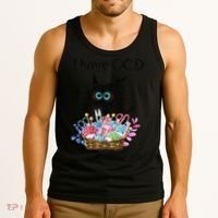 I Have OCD Obsessive Crochet Disorder Funny Cat Tank Top thumb 3