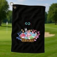 I Have OCD Obsessive Crochet Disorder Funny Cat Golf Towel thumb 1