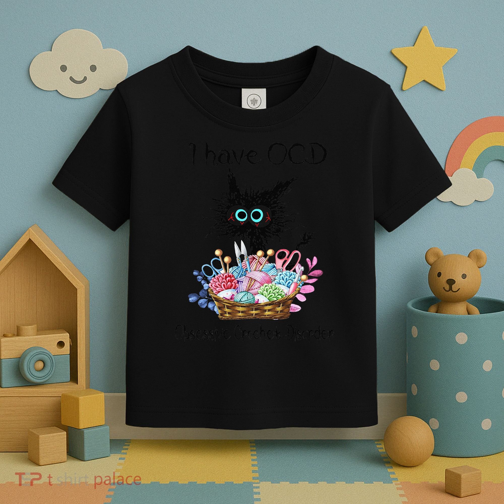 I Have OCD Obsessive Crochet Disorder Funny Cat Toddler T-Shirt