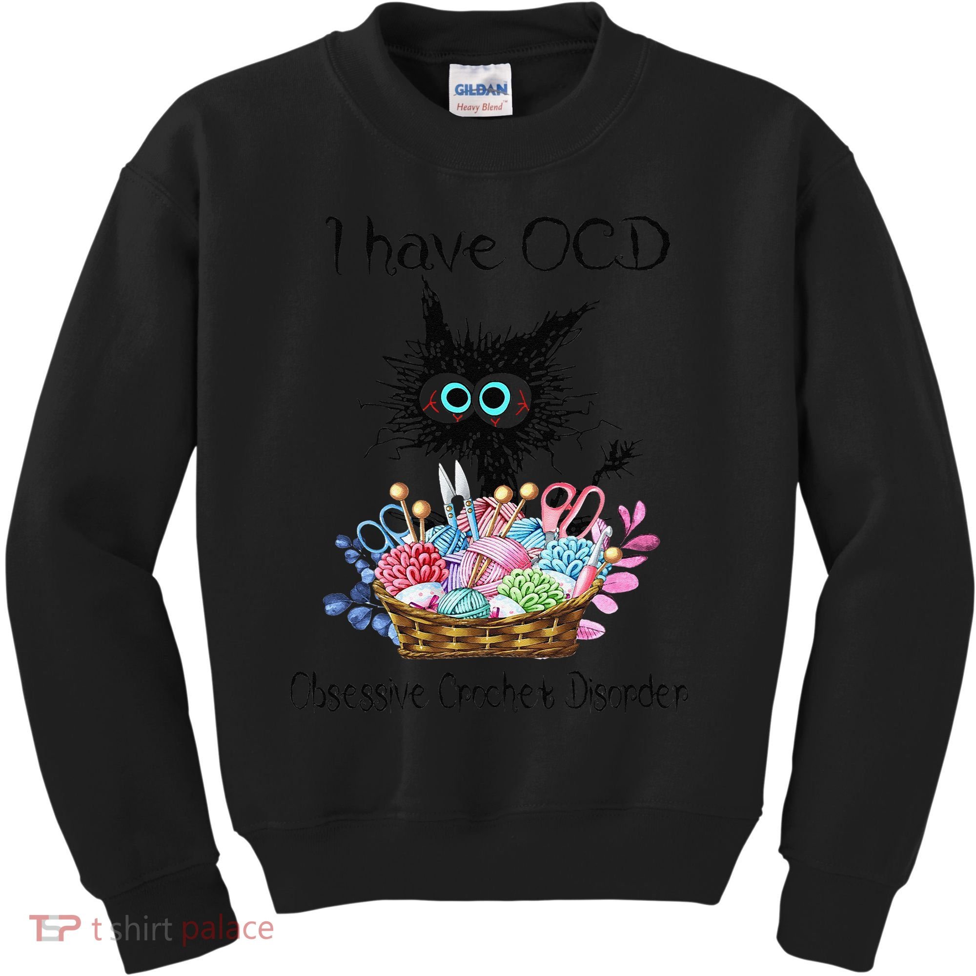 I Have OCD Obsessive Crochet Disorder Funny Cat Kids Sweatshirt