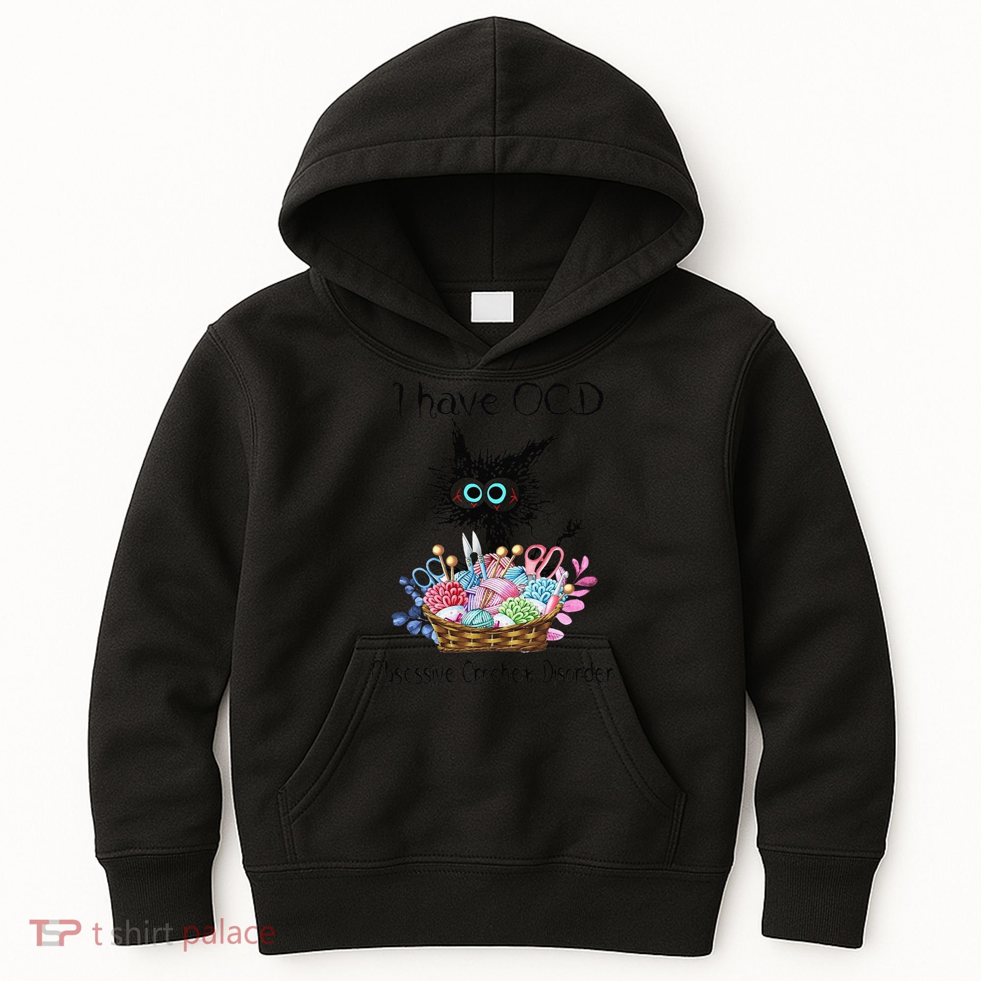 I Have OCD Obsessive Crochet Disorder Funny Cat Kids Hoodie