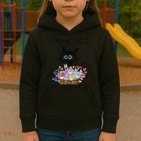 I Have OCD Obsessive Crochet Disorder Funny Cat Kids Hoodie thumb 3