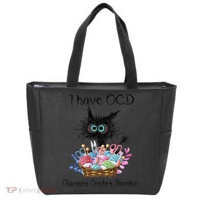I Have OCD Obsessive Crochet Disorder Funny Cat Tote Bag