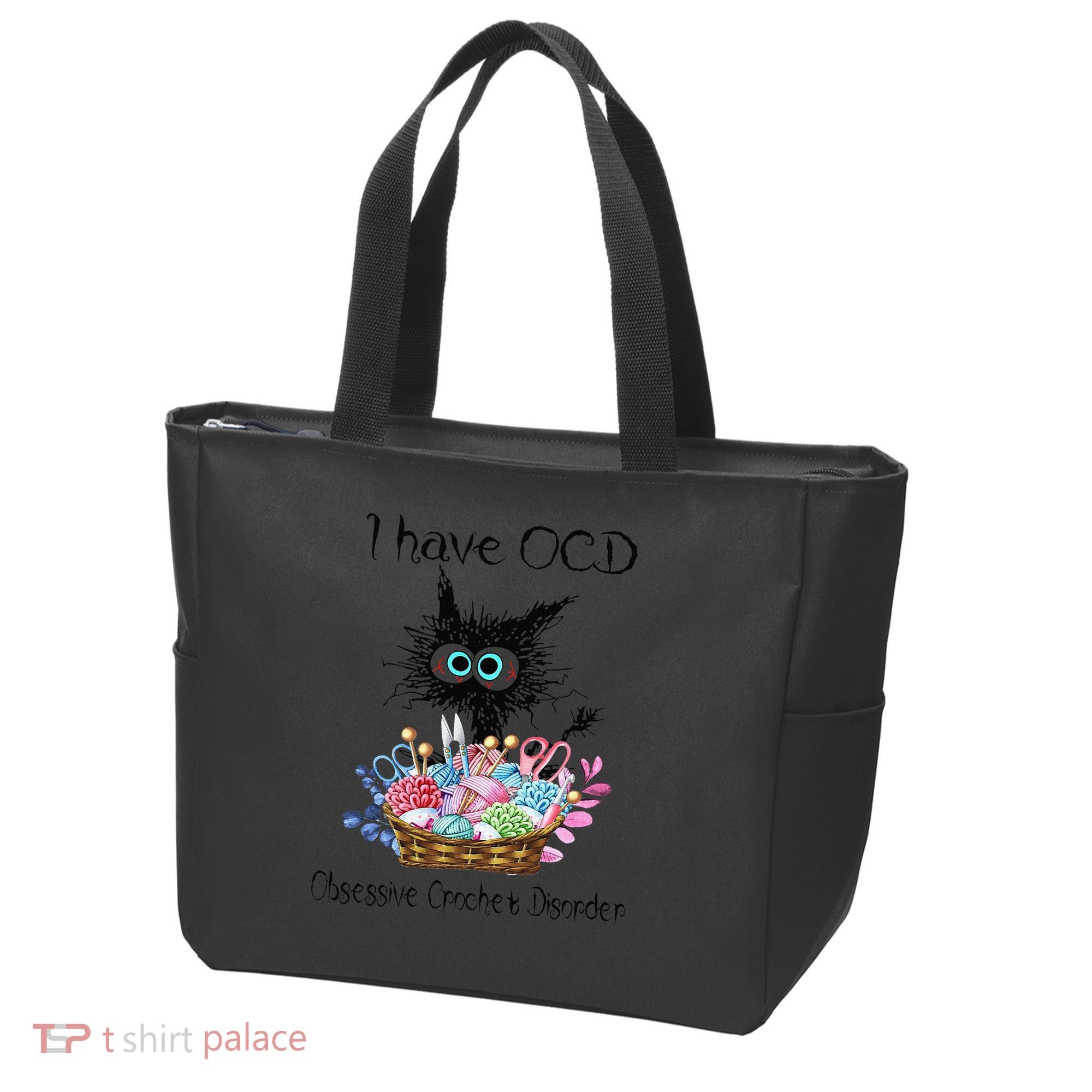 I Have OCD Obsessive Crochet Disorder Funny Cat Tote Bag