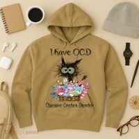 I Have OCD Obsessive Crochet Disorder Funny Cat Hoodie thumb 3