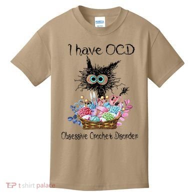 I Have OCD Obsessive Crochet Disorder Funny Cat Kids T-Shirt
