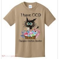 I Have OCD Obsessive Crochet Disorder Funny Cat Kids T-Shirt thumb 0