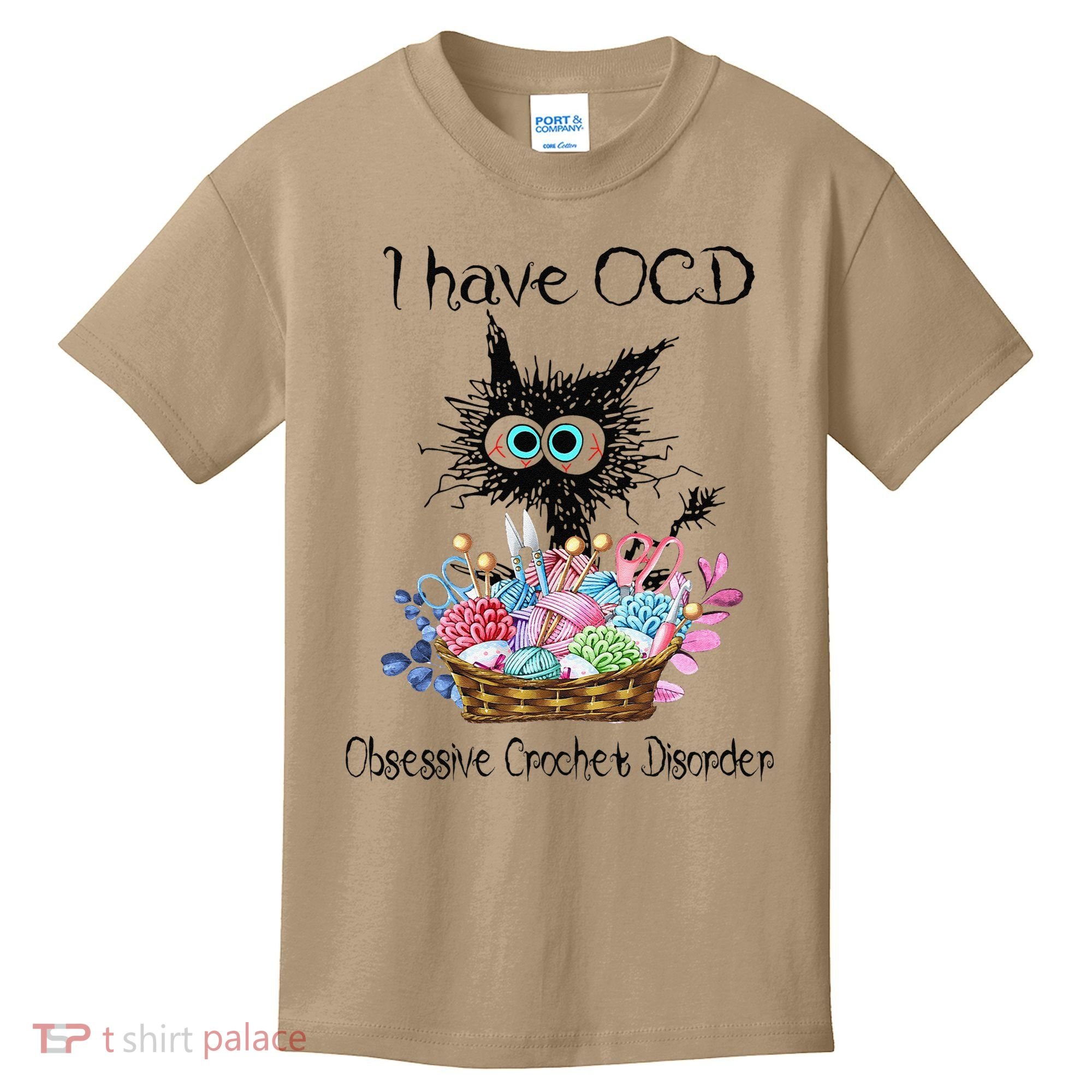 I Have OCD Obsessive Crochet Disorder Funny Cat Kids T-Shirt