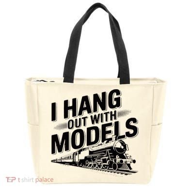 I Hang Out With Models Conductor Model Train Railway Tote Bag