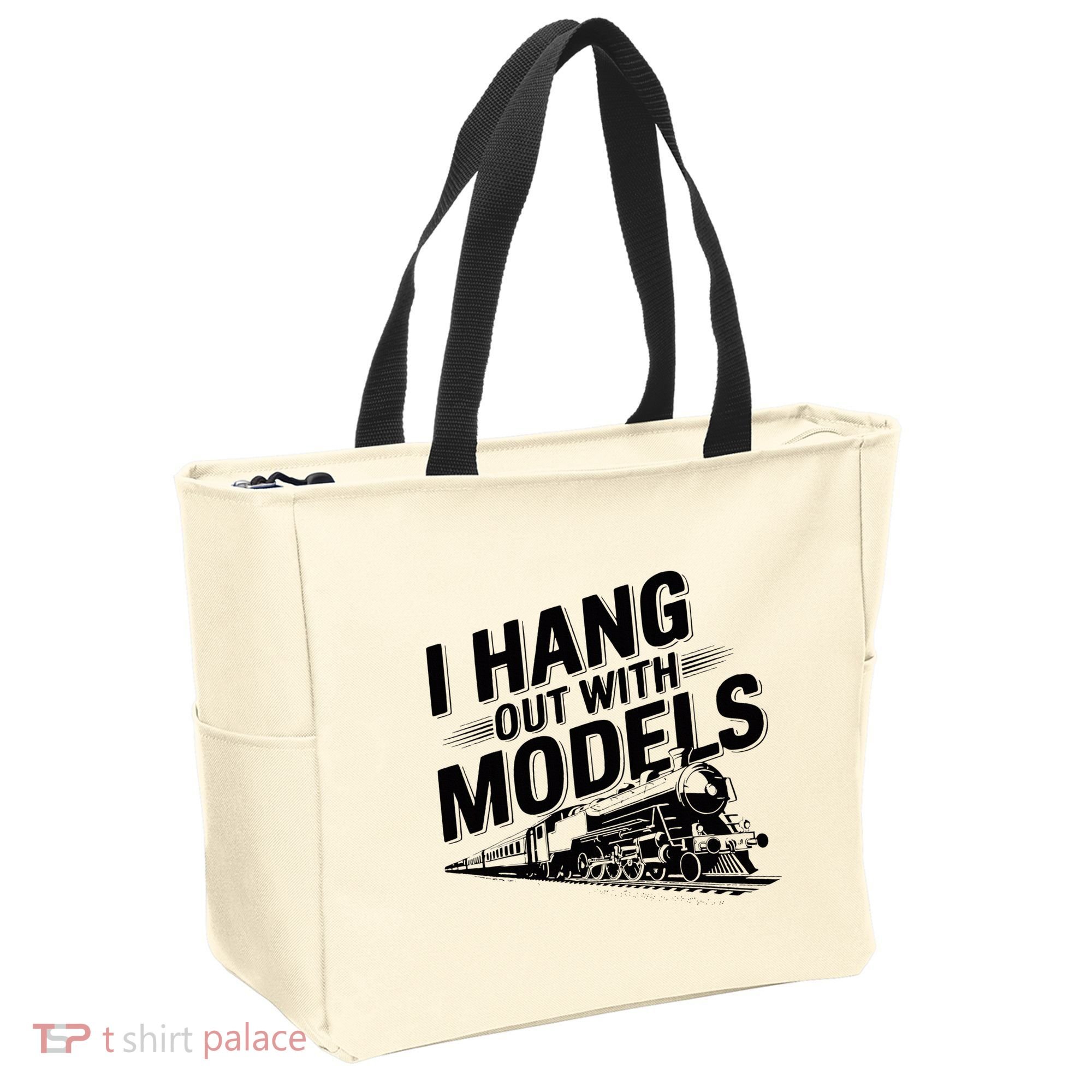 I Hang Out With Models Conductor Model Train Railway Tote Bag