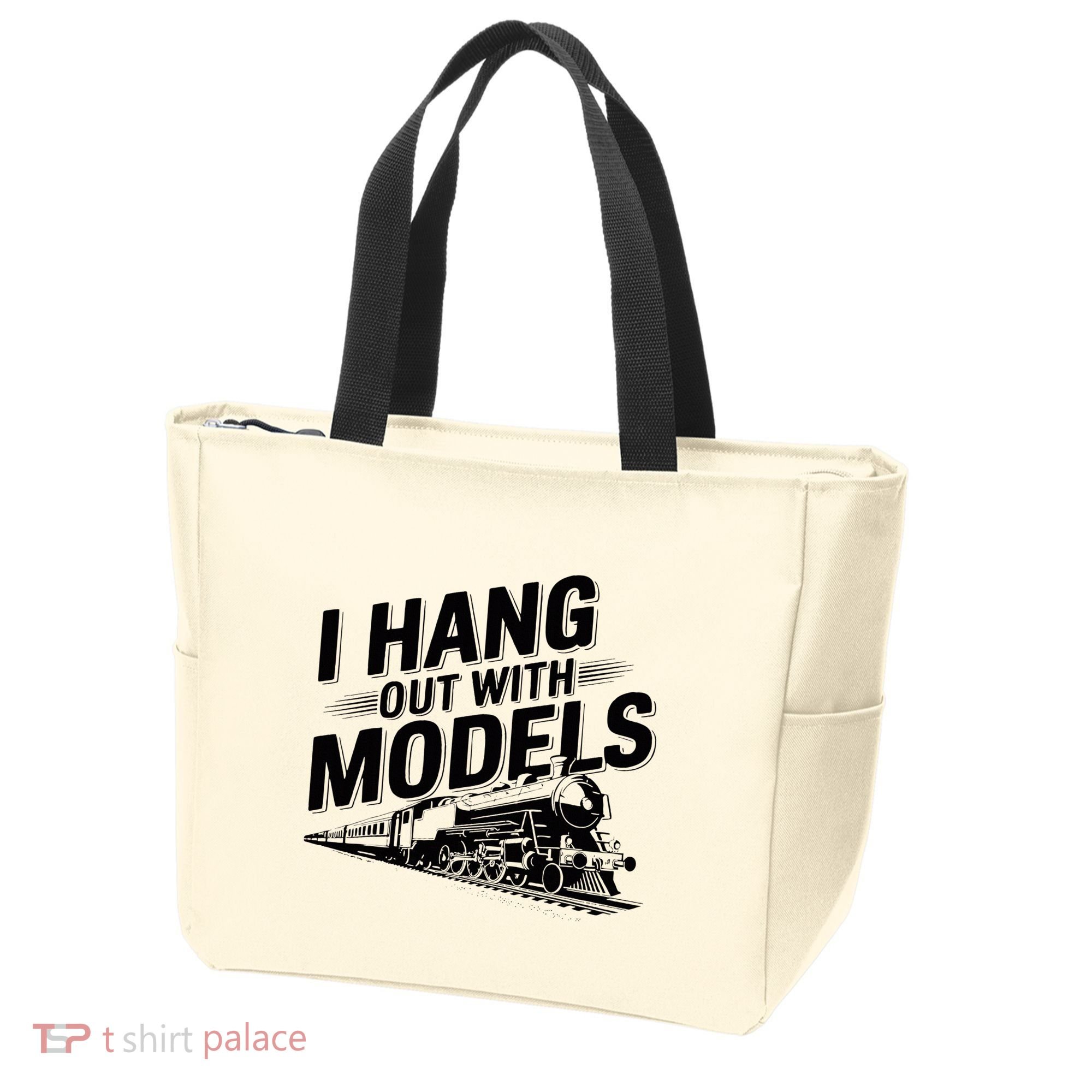 I Hang Out With Models Conductor Model Train Railway Tote Bag