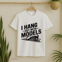 I Hang Out With Models Conductor Model Train Railway T-Shirt thumb 2