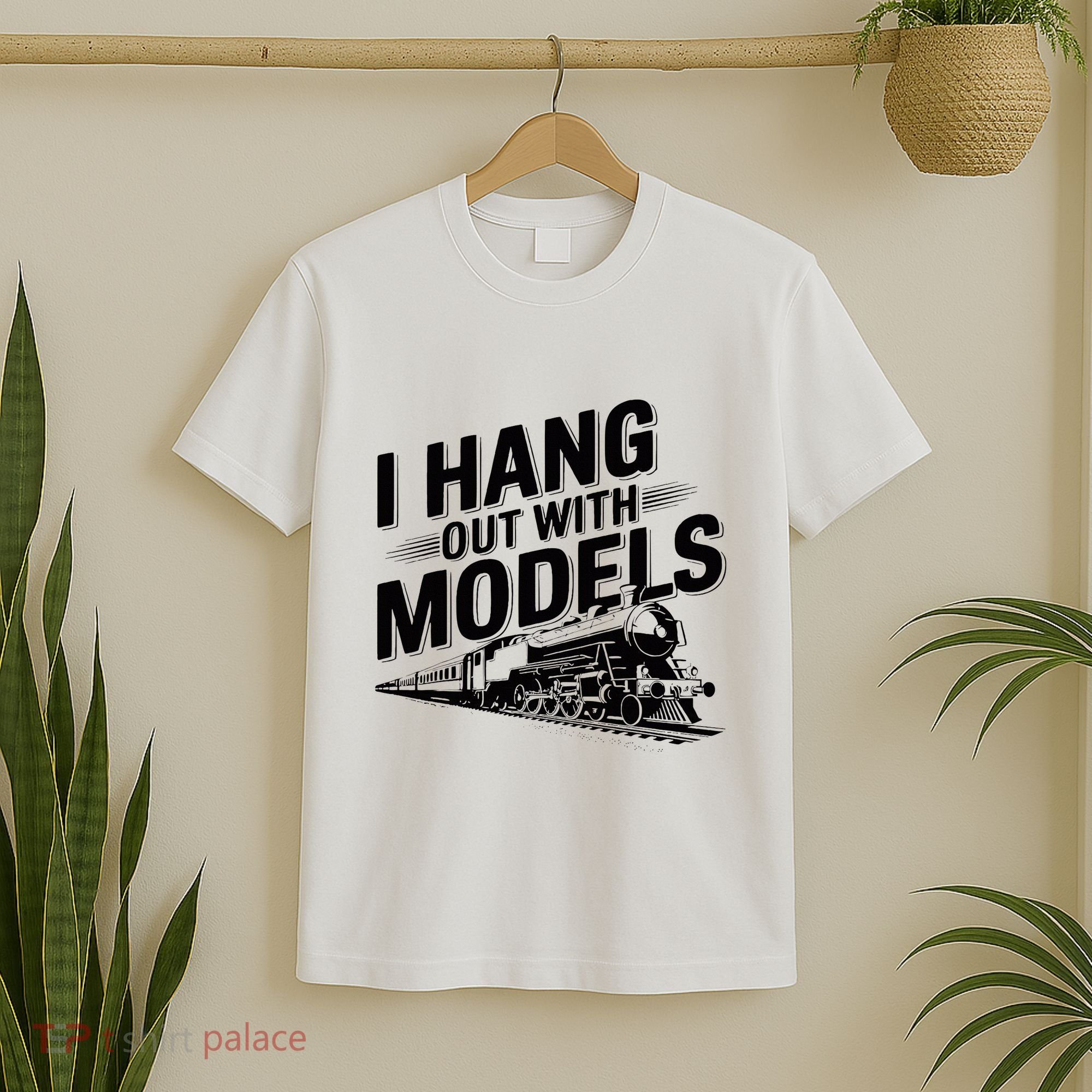 I Hang Out With Models Conductor Model Train Railway T-Shirt
