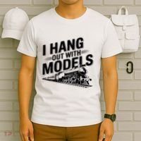 I Hang Out With Models Conductor Model Train Railway T-Shirt thumb 6