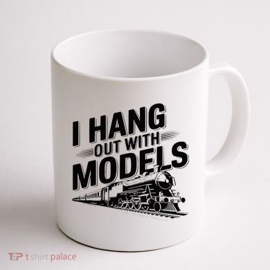 I Hang Out With Models Conductor Model Train Railway Coffee Mug back