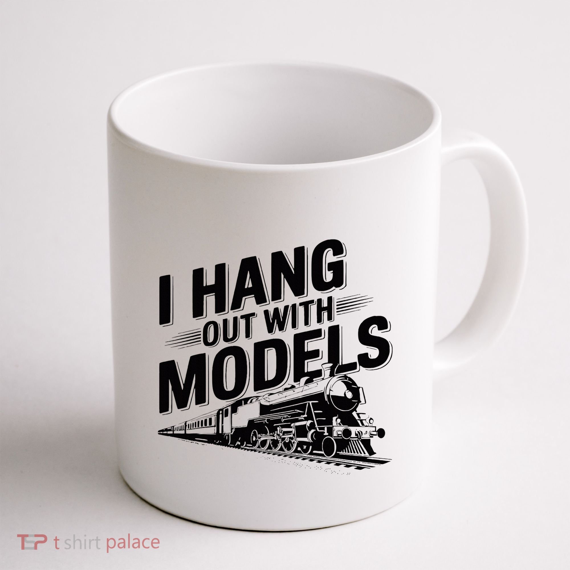I Hang Out With Models Conductor Model Train Railway Coffee Mug