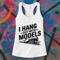 I Hang Out With Models Conductor Model Train Railway Women's Tank Top thumb 3