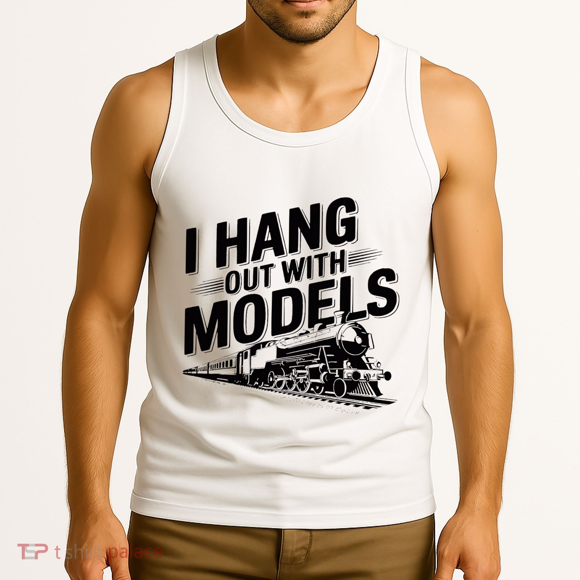 I Hang Out With Models Conductor Model Train Railway Tank Top