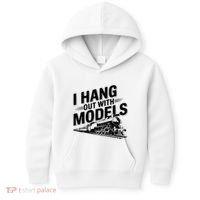I Hang Out With Models Conductor Model Train Railway Kids Hoodie thumb 0