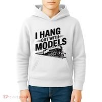 I Hang Out With Models Conductor Model Train Railway Kids Hoodie thumb 4