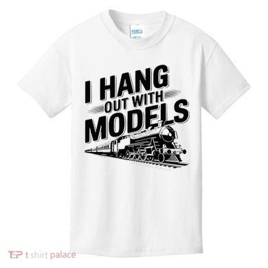 I Hang Out With Models Conductor Model Train Railway Kids T-Shirt