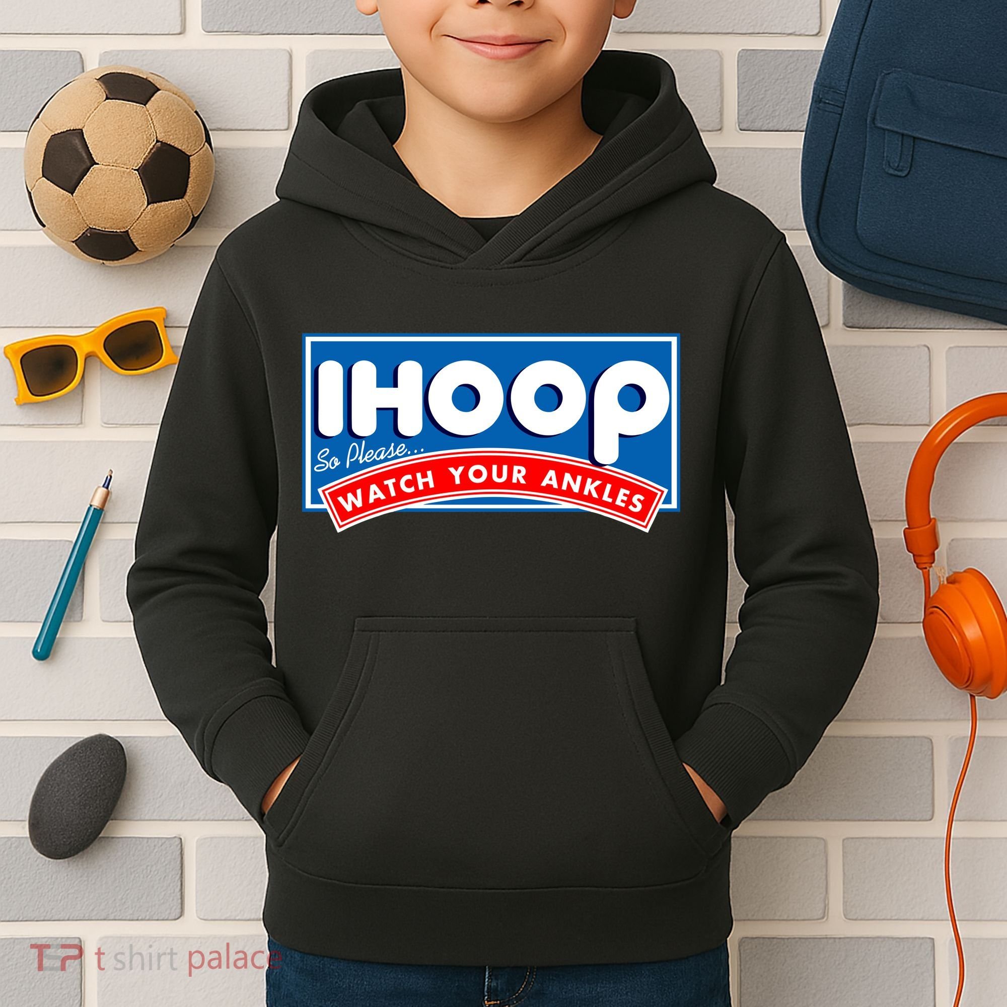 ihoop I Hoop So Please Watch Your Ankles Funny Basketball Kids Hoodie