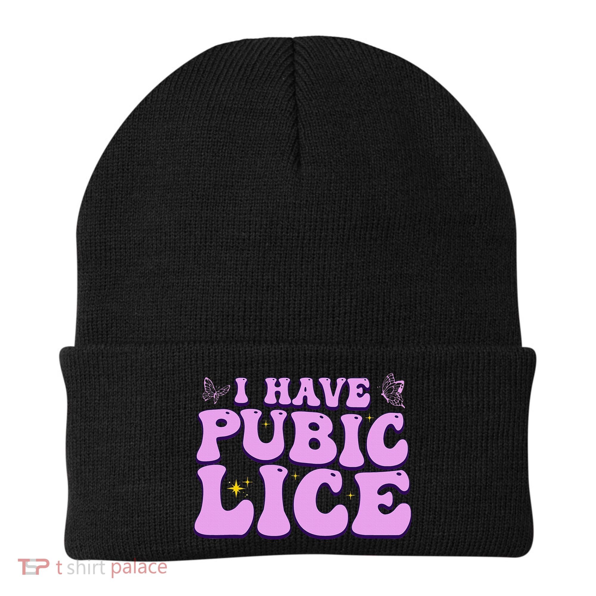 I Have Pubic Lice Funny Retro Offensive Inappropriate Beanie