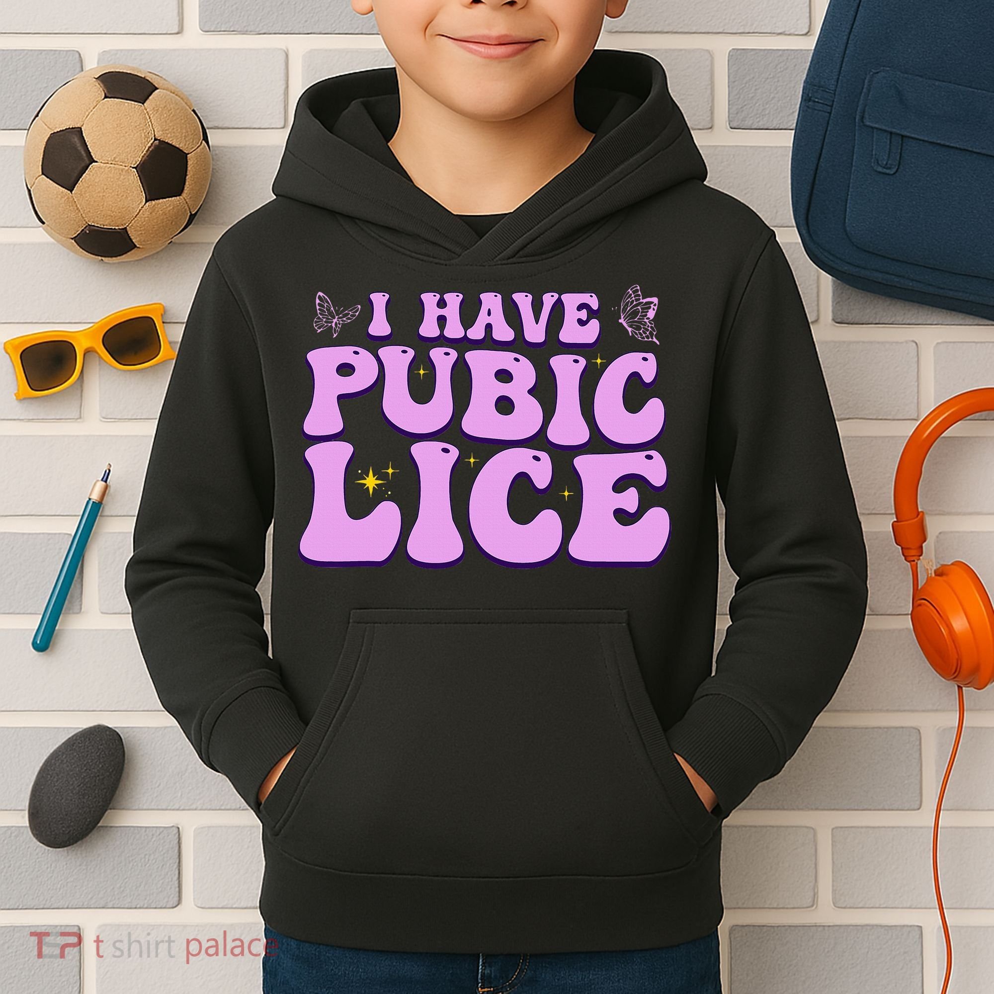 I Have Pubic Lice Funny Retro Offensive Inappropriate Kids Hoodie