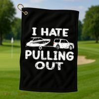 I Hate Pulling Out Retro Boating Boat Captain Gift Golf Towel thumb 1