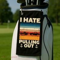 I Hate Pulling Out Retro Boating Boat Captain Gift Golf Towel thumb 2