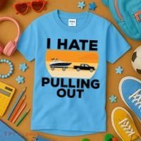 I Hate Pulling Out Boating Funny Retro Boat Captain Gift Kids T-Shirt thumb 3
