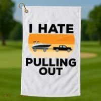I Hate Pulling Out Boating Funny Retro Boat Captain Gift Golf Towel thumb 1